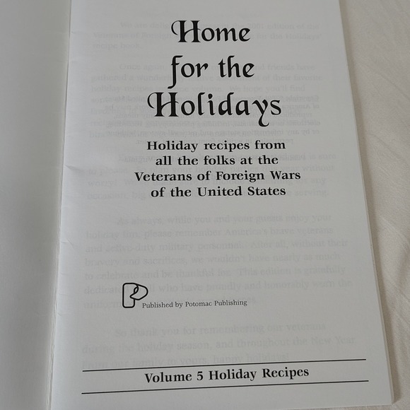 Vintage Home for the Holidays Volume 5 Holiday Recipes Veterans Cookbook VFW - Picture 5 of 6